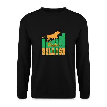 Feelin' Bullish Awesome Vintage Investor Design - Unisex Sweatshirt - black - Front - Alina (178cm) & Michal (187cm)