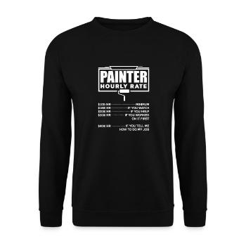 Peintre Peinture Peintre Tarif horaire - Sweat-shirt Unisexe - noir - Devant - Alina (178cm) & Michal (187cm)