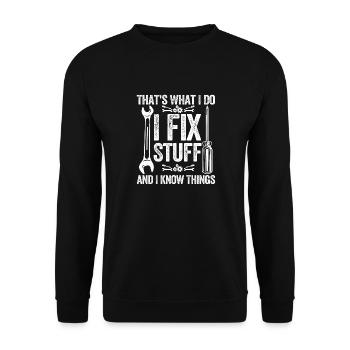 Funny Mechanic Thats What I Do I Fix Things - Unisex Sweatshirt - black - Front - Alina (178cm) & Michal (187cm)