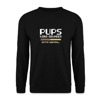 Retro Pups Wird Geladen Gamer Zocker Gaming Spruch - Unisex Pullover - Schwarz - Vorne - Alina (178cm) & Michal (187cm)