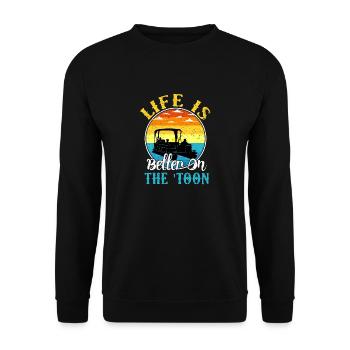 Das Leben ist besser auf dem Toon Lake Bootssommer - Unisex Pullover - Schwarz - Vorne - Alina (178cm) & Michal (187cm)