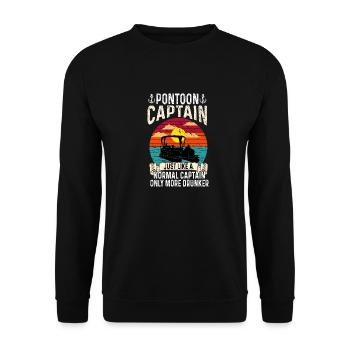 Pontonkapitän wie ein See Bootssommer - Unisex Pullover - Schwarz - Vorne - Alina (178cm) & Michal (187cm)