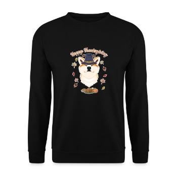 Joyeux Thanksgiving I Amoureux des chiens I Akita Inu - Sweat-shirt Unisexe - noir - Devant - Alina (178cm) & Michal (187cm)