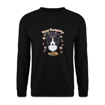 Joyeux Thanksgiving I Dog Lover I Border Collie - Sweat-shirt Unisexe - noir - Devant - Alina (178cm) & Michal (187cm)