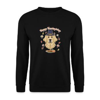 Joyeux Thanksgiving I Dog Lover I Golden Retriever - Sweat-shirt Unisexe - noir - Devant - Alina (178cm) & Michal (187cm)