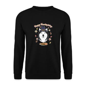 Happy Thanksgiving I Dog Lover I Husky - Unisex Sweatshirt - black - Front - Alina (178cm) & Michal (187cm)