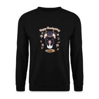 Joyeux Thanksgiving I Amoureux des chiens J’Français Bulldog - Sweat-shirt Unisexe - noir - Devant - Alina (178cm) & Michal (187cm)