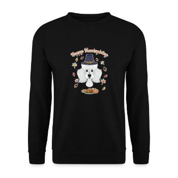 Joyeux Thanksgiving I Amoureux des chiens I Caniche - Sweat-shirt Unisexe - noir - Devant - Alina (178cm) & Michal (187cm)