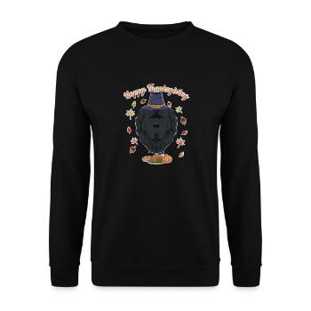 Joyeux Thanksgiving I Amoureux des chiens I Terre-Neuve - Sweat-shirt Unisexe - noir - Devant - Alina (178cm) & Michal (187cm)