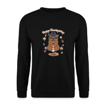 Happy Thanksgiving I Dog Lover I Pitbull - Unisex Pullover - Schwarz - Vorne - Alina (178cm) & Michal (187cm)