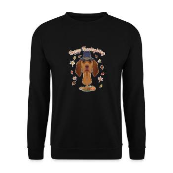 Joyeux Thanksgiving I Dog Lover I Vizsla - Sweat-shirt Unisexe - noir - Devant - Alina (178cm) & Michal (187cm)
