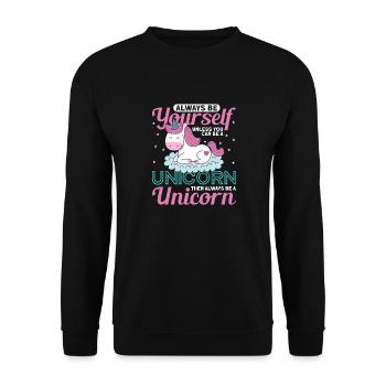 Einhorn - Unisex Pullover - Schwarz - Vorne - Alina (178cm) & Michal (187cm)