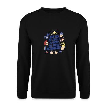 Warum ja, wir brauchen wirklich alle diese Freiwil - Unisex Pullover - Schwarz - Vorne - Alina (178cm) & Michal (187cm)