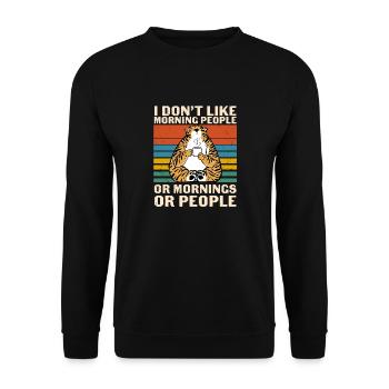 Ich Mag Morgenmenschen-Humor-Tigerkaffee Nicht - Unisex Pullover - Schwarz - Vorne - Alina (178cm) & Michal (187cm)
