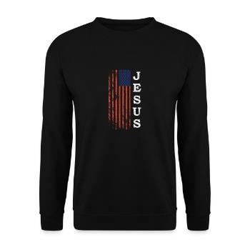 Jesus American Flag God Gift Believers - Unisex Sweatshirt - black - Front - Alina (178cm) & Michal (187cm)