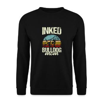 Bulldog Mama Tätowiert Old English Bulldog Mom Tat - Unisex Pullover - Schwarz - Vorne - Alina (178cm) & Michal (187cm)