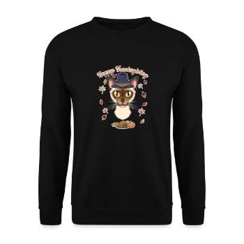 Amoureux des chats birmans I Happy Thanksgiving - Sweat-shirt Unisexe - noir - Devant - Alina (178cm) & Michal (187cm)