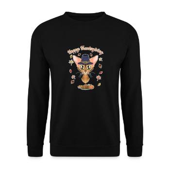 Amoureux des chats abyssins I Joyeux Thanksgiving - Sweat-shirt Unisexe - noir - Devant - Alina (178cm) & Michal (187cm)