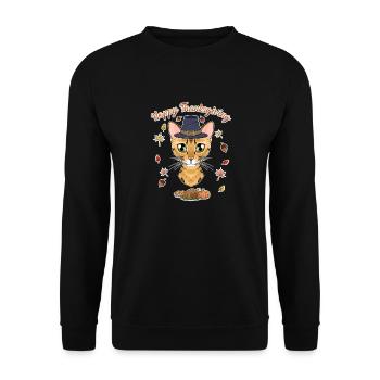 Bengal Cat Lover I Happy Thanksgiving - Unisex Pullover - Schwarz - Vorne - Alina (178cm) & Michal (187cm)