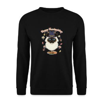 Birman Cat Lover I Happy Thanksgiving - Unisex Pullover - Schwarz - Vorne - Alina (178cm) & Michal (187cm)