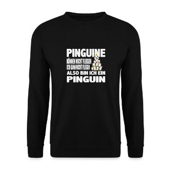 Pinguin Spruch Jungen Mädchen Kinder Antarktis - Unisex Pullover - Schwarz - Vorne - Alina (178cm) & Michal (187cm)