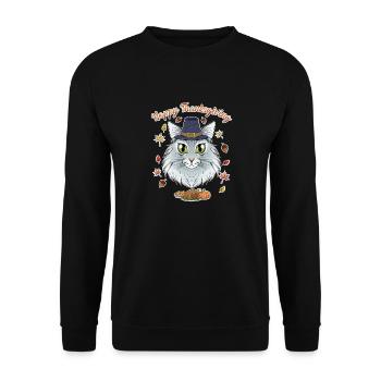Amoureux des chats de la forêt norvégienne I Joyeux Thanksgiving - Sweat-shirt Unisexe - noir - Devant - Alina (178cm) & Michal (187cm)