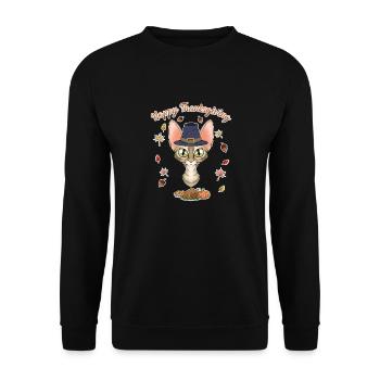 Devon Rex Cat Lover I Happy Thanksgiving - Unisex Sweatshirt - black - Front - Alina (178cm) & Michal (187cm)