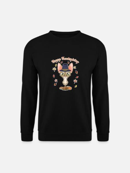 Devon Rex Cat Lover I Happy Thanksgiving - Unisex Pullover - Schwarz