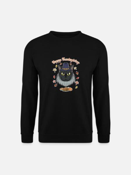 Maine Coon Cat Lover I Happy Thanksgiving - Unisex Pullover - Schwarz