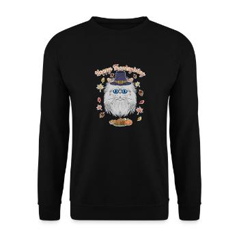 Persian Cat Lover I Happy Thanksgiving - Unisex Pullover - Schwarz - Vorne - Alina (178cm) & Michal (187cm)