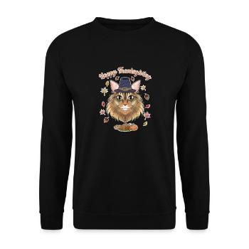 Amoureux des chats sibériens I Joyeux Thanksgiving - Sweat-shirt Unisexe - noir - Devant - Alina (178cm) & Michal (187cm)