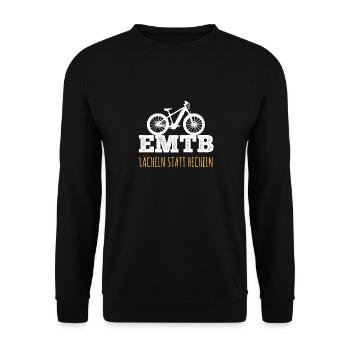 Lächeln statt Hecheln EMTB E-Bike Rentner Faultier - Unisex Pullover - Schwarz - Vorne - Alina (178cm) & Michal (187cm)