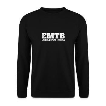 Lächeln statt Hecheln EMTB E-Bike Rentner Faultier - Unisex Pullover - Schwarz - Vorne - Alina (178cm) & Michal (187cm)