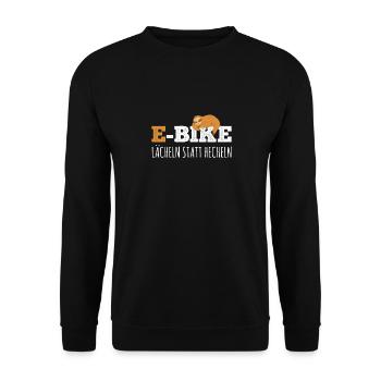 Lächeln statt Hecheln EMTB E-Bike Rentner Faultier - Unisex Pullover - Schwarz - Vorne - Alina (178cm) & Michal (187cm)