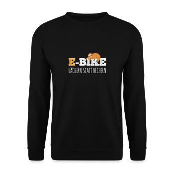 Lächeln statt Hecheln EMTB E-Bike Rentner Faultier - Unisex Pullover - Schwarz - Vorne - Alina (178cm) & Michal (187cm)