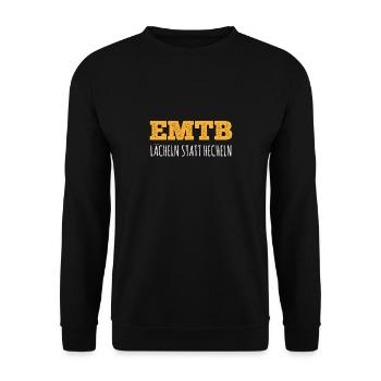 Lächeln statt Hecheln EMTB E-Bike Rentner Faultier - Unisex Pullover - Schwarz - Vorne - Alina (178cm) & Michal (187cm)