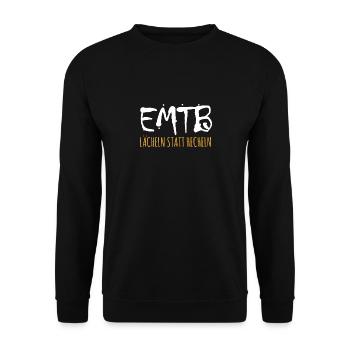 Lächeln statt Hecheln EMTB E-Bike Rentner Faultier - Unisex Pullover - Schwarz - Vorne - Alina (178cm) & Michal (187cm)