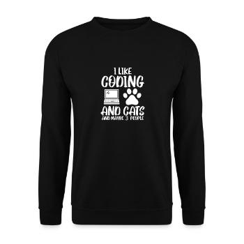 Programmierer Katze Coding Entwickler Informatik - Unisex Pullover - Schwarz - Vorne - Alina (178cm) & Michal (187cm)