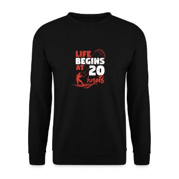 Kitesurfer Kiteboarder Outdoor Sport Life Begins - Unisex Pullover - Schwarz - Vorne - Alina (178cm) & Michal (187cm)