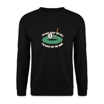 Ich Bin Wieder Im Nine Golf Club Golf Ball Golfer - Unisex Pullover - Schwarz - Vorne - Alina (178cm) & Michal (187cm)