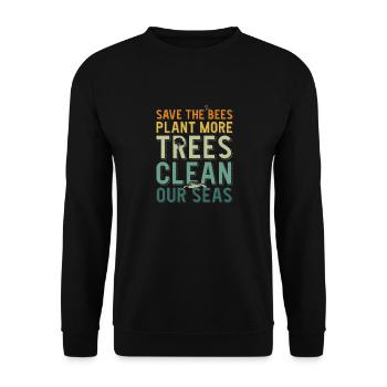 Save The Bees Plant More Trees Clean Seas - Unisex Sweatshirt - black - Front - Alina (178cm) & Michal (187cm)