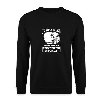 Just A Girl Who Loves Punching People, Boxerin - Unisex Pullover - Schwarz - Vorne - Alina (178cm) & Michal (187cm)