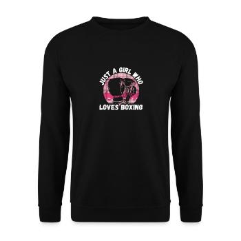 Just A Girl Who Loves Boxing, Boxerin - Unisex Pullover - Schwarz - Vorne - Alina (178cm) & Michal (187cm)