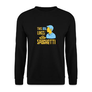 Boy Likes Spaghetti Cuisine italienne Pâtes - Sweat-shirt Unisexe - noir - Devant - Alina (178cm) & Michal (187cm)
