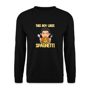 Junge mag Spaghetti Italienische Nudeln Food Chef - Unisex Pullover - Schwarz - Vorne - Alina (178cm) & Michal (187cm)