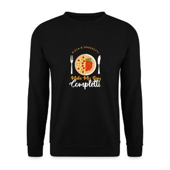 Pizza and Spaghetti Completti Ironic Saying Pasta - Unisex Sweatshirt - black - Front - Alina (178cm) & Michal (187cm)
