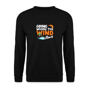 Going Where The Wind Blows Funny Kiteboarding - Unisex Pullover - Schwarz - Vorne - Alina (178cm) & Michal (187cm)