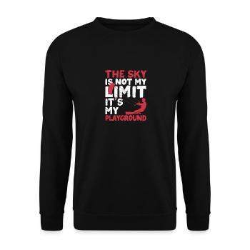 Der Himmel ist nicht meine Grenze Funny Kitesurfen - Unisex Pullover - Schwarz - Vorne - Alina (178cm) & Michal (187cm)