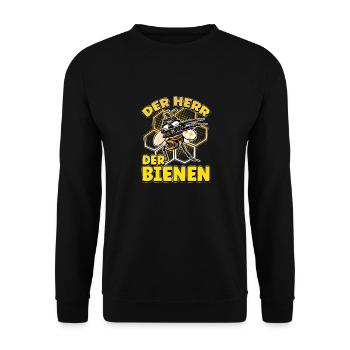 Herr Der Bienen Imker Bienenflüster Biene - Unisex Pullover - Schwarz - Vorne - Alina (178cm) & Michal (187cm)