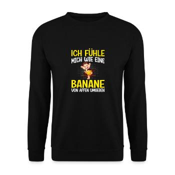 Geschenk Affe Banane Sarkasmus - Unisex Pullover - Schwarz - Vorne - Alina (178cm) & Michal (187cm)